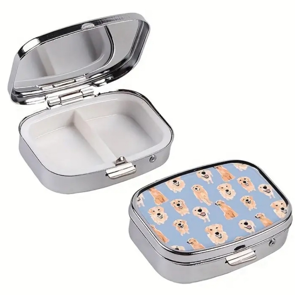 Golden Retriever Mini Metal Travel Pill Box Container - Picture 2 of 4